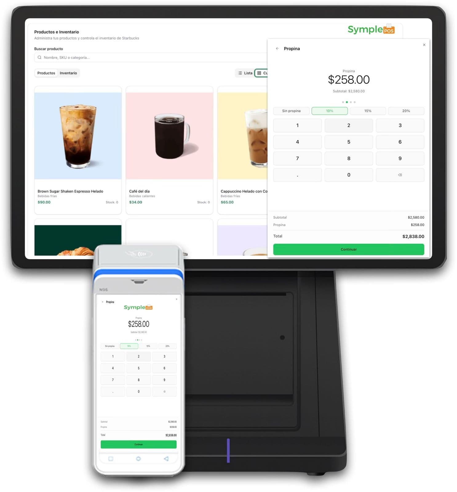Terminal SymplePOS con cobro por tarjeta